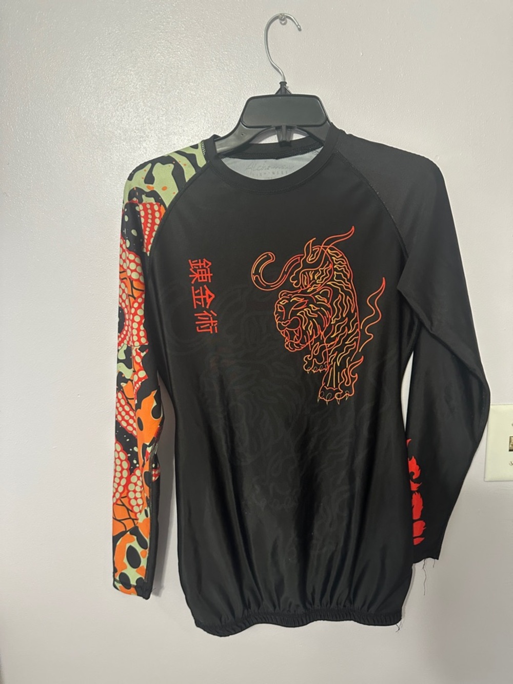 Black & Orange Long Sleeve Graphic Tee